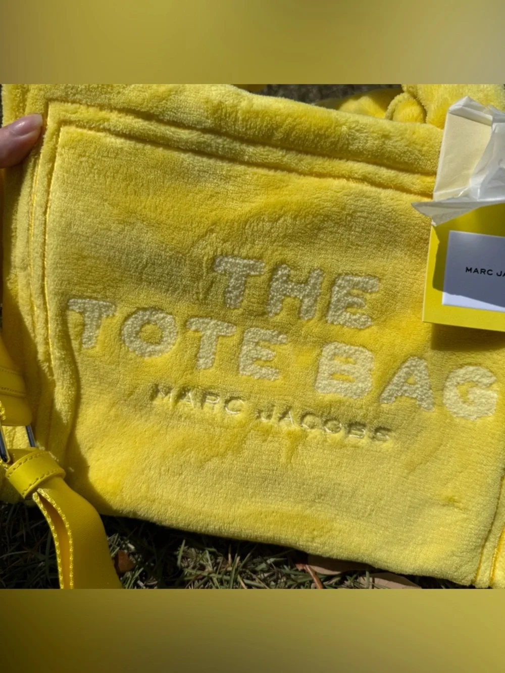 Marc Jacobs The Tote Bag Yellow Terry Cloth Small Travel Crossbody New
